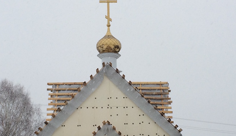 Изготовление и установка купола на новую церковь в Чернышено, Козельского района