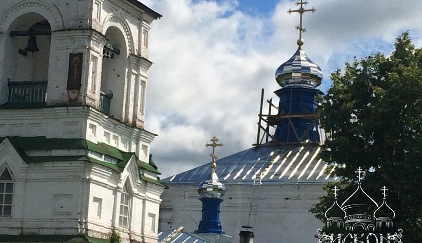Установка куполов на церковь Николая Чудотворца с. Степаньково, Владимирская область